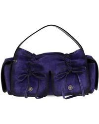 Acne Studios - Tassen ,Paars ,Leer Multipocket Suede Schoudertas - Lyst