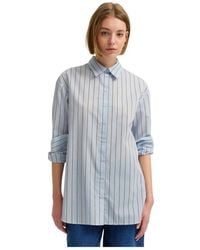 Bugatti - Overhemden ,Blauw ,Katoen Vertical Stripe Blouse - Lyst