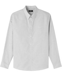 A.P.C. - Gestreept Oxford Overhemd Grijs - Lyst