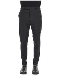 PT Torino - Broeken ,Zwart ,Wol Zwarte Wollen Broek Stretch Fit - Lyst