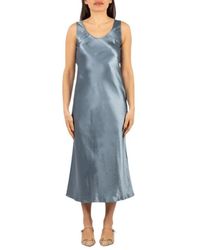 Max Mara - Kleedjes ,Blauw ,Satijn Talete Midi Jurk - Lyst