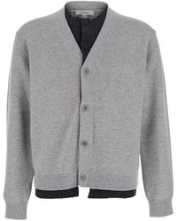 JW Anderson - Grauer Kontrast-Layer-Cardigan Sweaters - Lyst