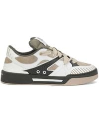 Dolce & Gabbana - Taupe And White Leather New Roma Sneakers - Lyst