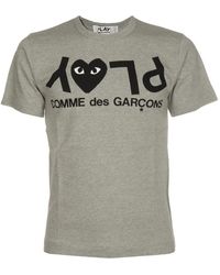COMME DES GARÇONS PLAY - Grijs Logo T-Shirt - Lyst