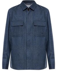 Etro - Jassen ,Blauw ,Wol Wollen Jas Met Zakken - Lyst