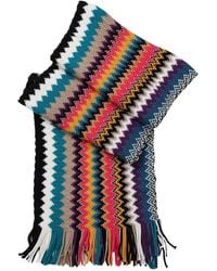 Missoni - Accessoires ,Veelkleurig ,Wol Zig Zag Print Sjaal Franje Rand - Lyst