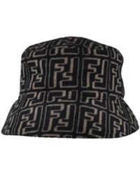 Fendi - Accessoires ,Zwart ,Wol Logo-Jacquard Wollen Bucket Hat Van Wol En Zijdemix - Lyst