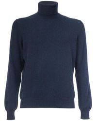Gran Sasso - Truien & Vesten ,Blauw ,Kasjmier Kasjmier Coltrui Trui - Lyst