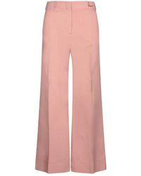 Incotex - Broeken ,Roze ,Katoen Roze Wijde Pijp Katoenen Poplin Broek - Lyst