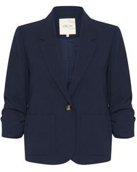 Cream - Marineblazer Mit ¾ Ärmeln Und V-Ausschnitt - Lyst