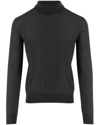 Saint Laurent - Truien & Vesten ,Zwart ,Wol Zwarte Wollen Coltrui Italië - Lyst