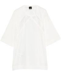 Pinko - Tops ,Wit ,T-Shirt Met Korte Mouwen En Ronde Hals Met Kanten Details - Lyst