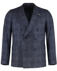 Tagliatore - Double-Breasted Geruit Blazer - Lyst