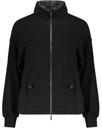 Moorer - Hoodies & Sweatvesten ,Zwart ,Katoen Korte Jas Met Afneembaar Gewatteerd Vest - Lyst