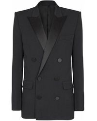 Balmain - Blazer Aus Grain-De-Poudre Mit Revers Aus Satin - Lyst