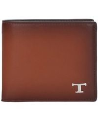 Tod's - Lederbrieftasche mit timeless t logo - Lyst