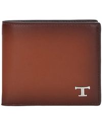 Tod's - Accessoires ,Bruin ,Leer Leren Portemonnee Met Tijdloos T Logo - Lyst