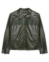 FIORELLA RUBINO - Jassen ,Groen ,Polyester Bikerjack Met Geweven Inzetstuk - Lyst