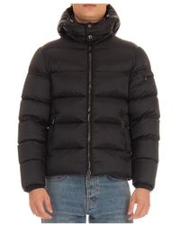 Moorer - Jassen ,Zwart ,Zwarte Winterjas Met Afneembare Kraag - Lyst