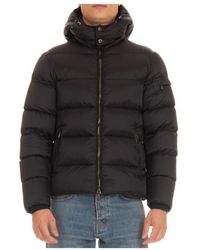 Moorer - Jassen ,Zwart ,Zwarte Winterjas Met Afneembare Kraag - Lyst