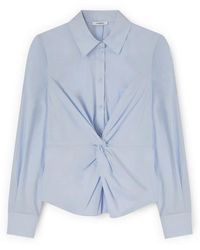 mötivi - Overhemden ,Blauw ,Katoen Poplin Blouse Met Knoop - Lyst