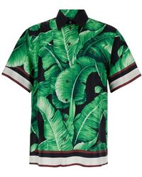 Dolce & Gabbana - Camicia verde da bowling in seta banana - Lyst