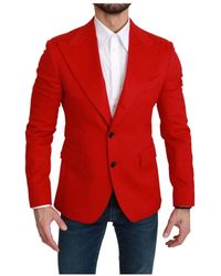 Dolce & Gabbana - Roter Kaschmir Slim Fit Mantel Jacke Blazer - Lyst
