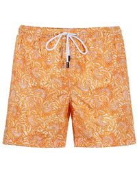 Barba Napoli - Badmode ,Oranje ,Polyester Gestreepte Oranje Elastische Taille Shorts - Lyst