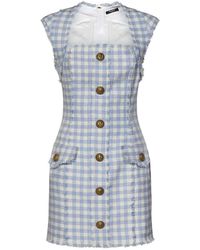 Balmain - Gingham Tweed Mini Dress - Lyst