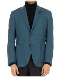 Lardini - Jassen ,Blauw ,Wol Gedeconstrueerde Slim Fit Blazer - Lyst