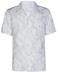 Eleventy - Blumiges Kurzarm Leinen Baumwollhemd - Lyst