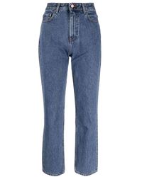 Ganni - Zeitlose blaue straight-leg denim jeans - Lyst