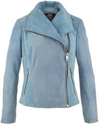 carlo colucci - Jassen ,Blauw ,Zacht Velours Leren Jas Dal Bella - Lyst