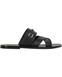Ferragamo - Leder Slides Intrecciato Runde Zehenpartie - Lyst
