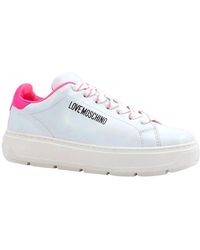 Love Moschino - Trendige Leder-Plateau-Sneakers - Lyst