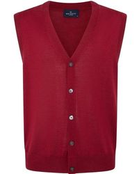 Hackett - Truien & Vesten ,Rood ,Wol Merino Wollen Vest - Lyst