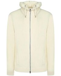 Herno - Truien & Vesten ,Wit ,Wol Volledige Rits Gebreide Cardigan - Lyst