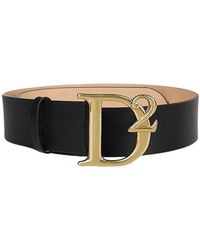 DSquared² - Leren Riem Met Gouden D2 Gesp - Lyst