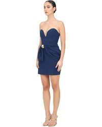 Elisabetta Franchi - Kurzes blaues kleid mit herzausschnitt - Lyst