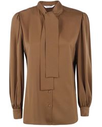 Max Mara - Overhemden ,Bruin ,Zijden Shirt 'Melania' Elegante Stijl - Lyst