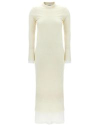 Jil Sander - Kleedjes ,Wit ,Katoen Jurk Met Onderrok - Lyst