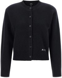 A.P.C. - Truien & Vesten ,Blauw ,Wol Lila Cardigan - Lyst