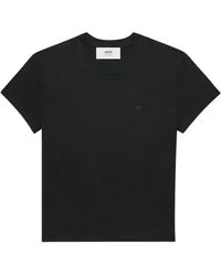 Ami Paris - Camiseta mc negra logo bordado - Lyst