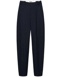 Rossi - Broeken ,Blauw ,Wol Broek Met O-Vormige Silhouet - Lyst