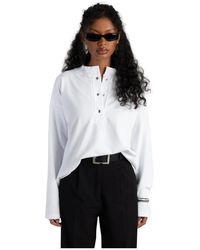 GUAJA. - Tops ,Wit ,Satijn Halo Lange Mouw Satijnen Blouse - Lyst