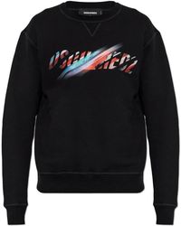 DSquared² - Hoodies & Sweatvesten ,Zwart ,Katoen Logo Sweatshirt - Lyst