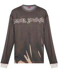 DIESEL - Tops ,Bruin ,Katoen Lange Mouwen T-Shirt T-Boxt-Ls-Show - Lyst