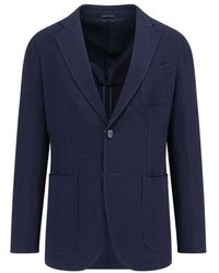 Giorgio Armani - Jassen ,Blauw ,Wol Blauwe Wollen Blend Italiaanse Blazer - Lyst