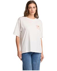 Kocca - Tops ,Wit ,Katoen T-Shirt Met Kleurrijk Borduursel - Lyst