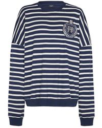 Balmain - Katoenen College Emblem Sweatshirt Met Breton Strepen - Lyst